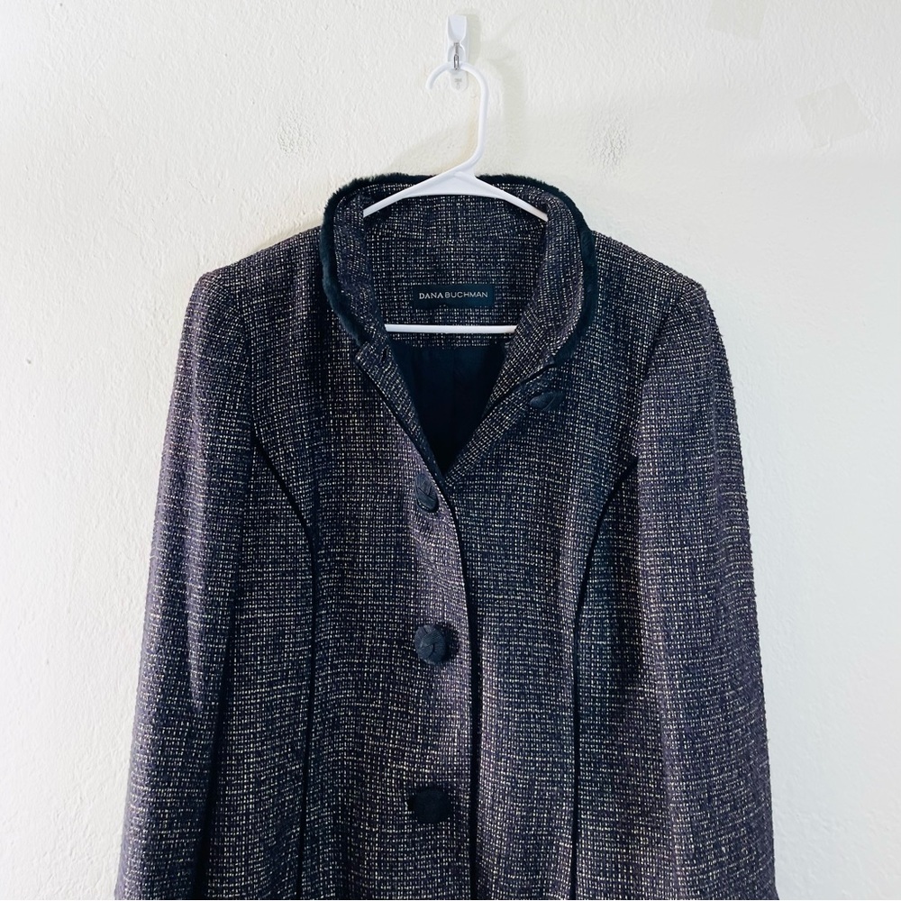 Dana Buchman Faux Fur Neckline Tweed Blazer Jacket Size 12 Multi Color - Picture 5 of 10